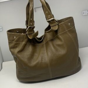 Maurizio Taiuti Italian Beige Leather LARGE shoulder bag purse